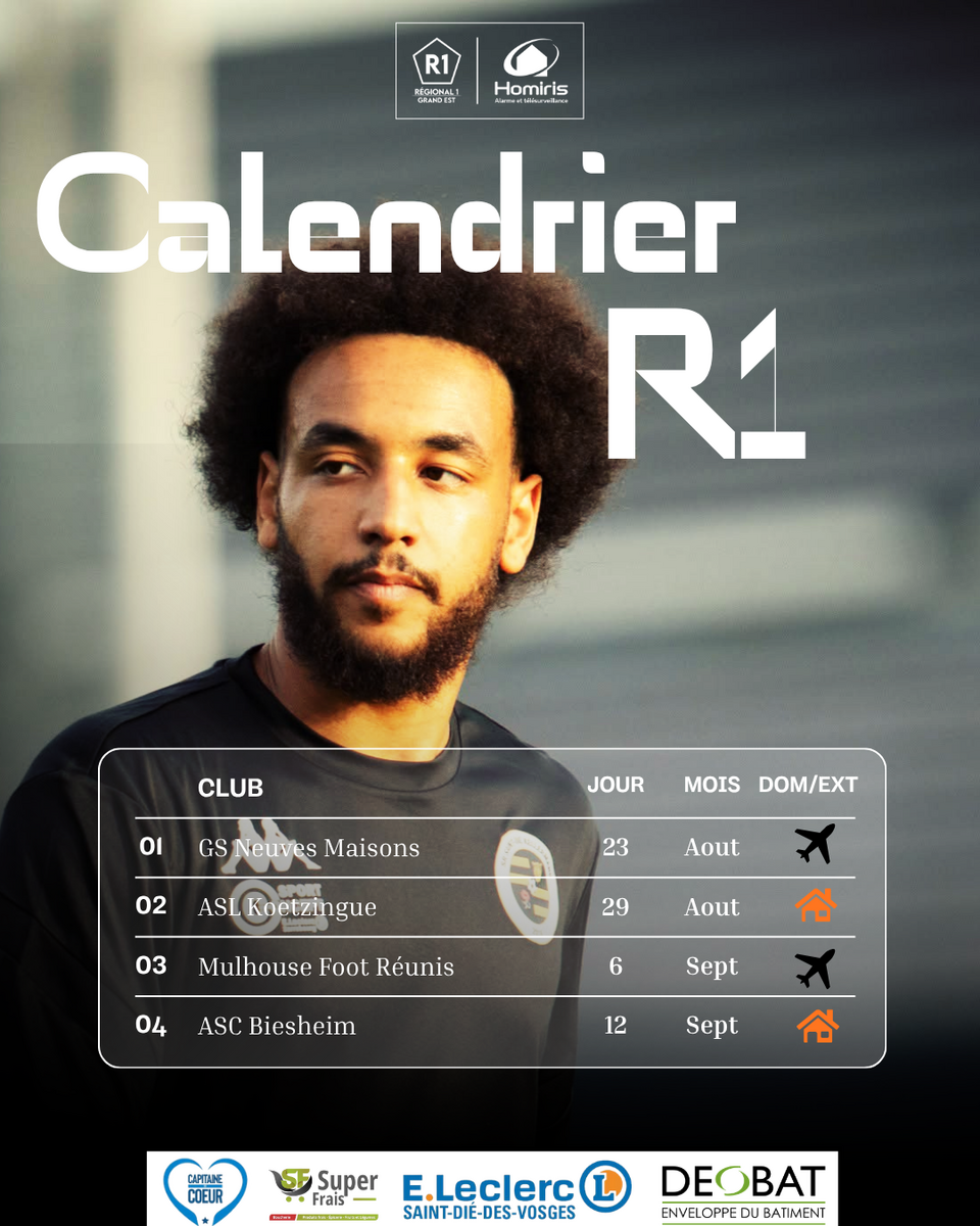 R1 HOMIRIS : LE CALENDRIER COMPLET