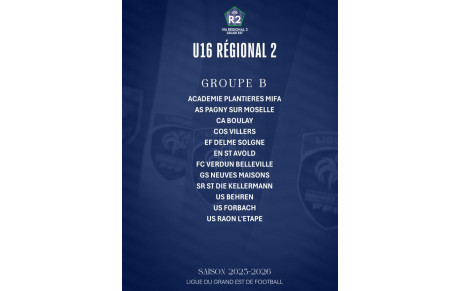 LE GROUPE B POUR LA TEAM U16 R2
